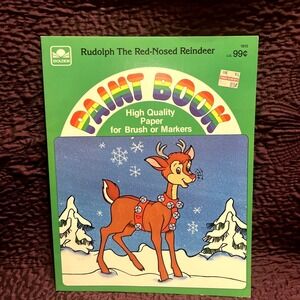 rudolph red nosed reindeer paint book 1984 Golden Books Modern Curriculum Press